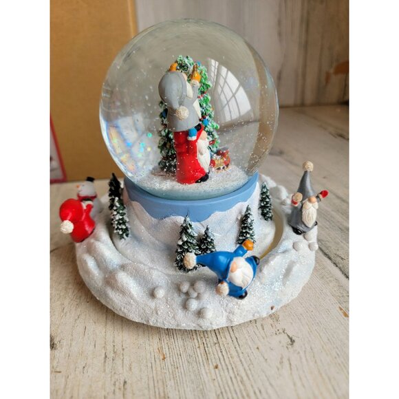 Roman Gittle dome Gnome snow globe wind up movement music Xmas - Picture 5 of 9